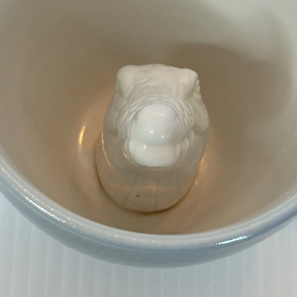 Creature Cups Gray w/ White Alligator Head Inside Funny Prank Ceramic Mug 12 oz.